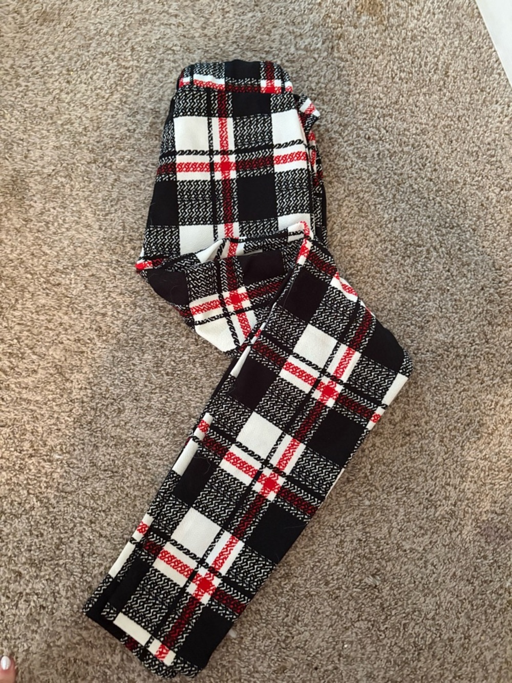 Black White Red Plaid Leggings